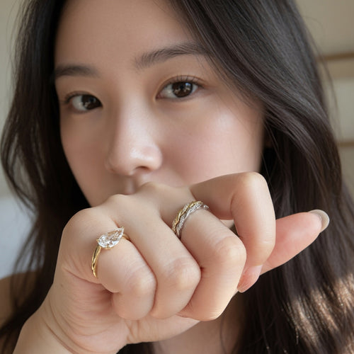 Curved Pinky Pear Ring