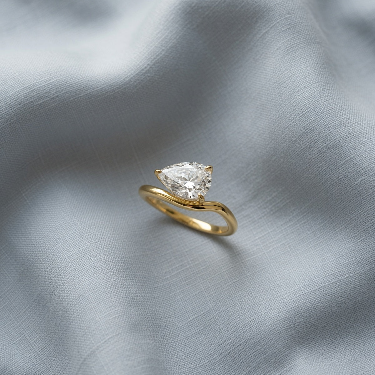 Curved Pinky Pear Ring
