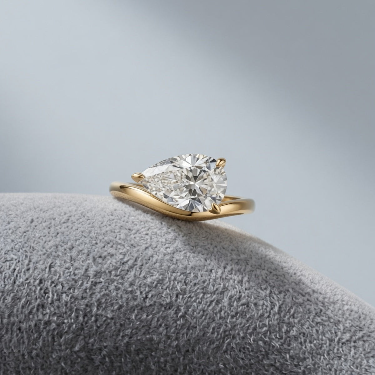 Curved Pinky Pear Ring